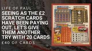 £40 of scratch cards. A mix of £2 scratch cards from the National Lottery, looking for a big win!