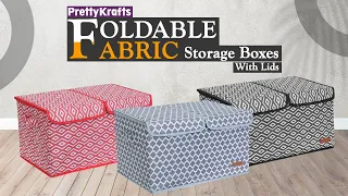 PrettyKrafts Storage Bins with Lids Large Foldable Fabric Storage Boxes