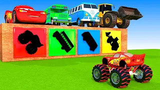 Choose The Right Door With McQueen, AUDI, LAMBORGHINI, MAYBACH, POLICE CARS, JCB 3D Vehicles Game