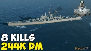World of WarShips | Des Moines | 8 KILLS | 244K Damage - Replay Gameplay 1080p 60 fps