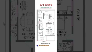 37'1 x 64' 3bhk house plan | Architecture plan | house plan #shorts #housetour#houseplan#housedesign