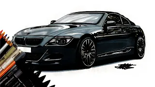 Realistic Car Drawing - BMW E64 645Ci - Time Lapse - Drawing Ideas