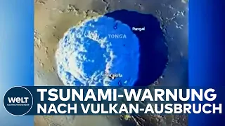 DRAMATISCHE VIDEOAUFNAHMEN: Tsunami-Warnung im Pazifik-Staat Tonga nach Vulkanausbruch