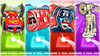 Mcqueen eater big wheels vs Train Eater Exe vs Siren Head vs Cartoon Dog Eater | tiles hop edm rush