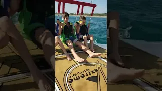 Russian Children fly Parasailing in Manavgat | Water Sports Antalya / Turkey