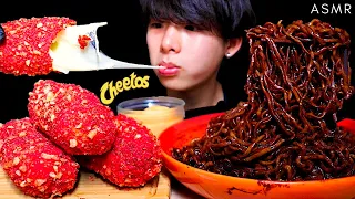 ASMR CHEETOS MOZZARELLA CORN DOGS + BLACK BEAN NOODLES (Eating Sound) | MAR ASMR