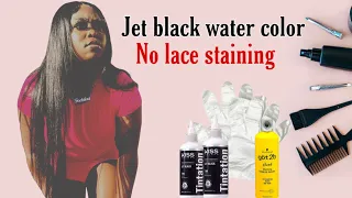 HOW TO DYE YOUR WIG JET BLACK IN 10 MINUTES WATER COLOR METHOD