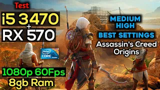 i5 3470+ Rx 570 4gb 8gb Ram |Assasin's Creed Origins| Bechmark 1080p Medium+High best Settings Test