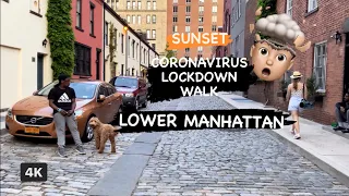 [4K 60FPS] Coronavirus Lockdown Sunset Walk in Manhattan via Union Sq and Greenwich Village HD Audio