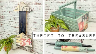 Thrift Store Makeovers using {1} Piece of Roycycled Decoupage Paper - DIY - Thrift to Treasure