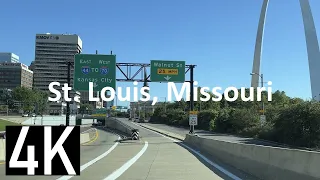 Driving Into St. Louis, Missouri 4K Freeway Tour - Driving to Downtown St. Louis at Walnut St.