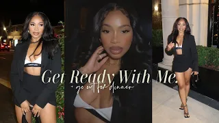 get ready with me + go to dinner | makeup, outfit, fragrance, hair.
