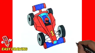 How to Draw and Color a Formula 1 Racing Car | Easy Step by Step F1 Car Drawing Lesson