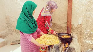 Homemade Village Breakfast: Villager Mother and Daughter cooking the perfect Morning Recipe