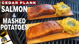 Sweet & Spicy Cedar Plank Salmon With Cedar Smoked Mashed Potatoes Grilled On The Weber Kettle