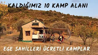 EGE SAHİLLERİ KALDIĞIMIZ ÜCRETLİ ÇADIR KARAVAN KAMP ALANLARI - 10 KAMP ALANI - DENİZ KENARI KAMPLAR