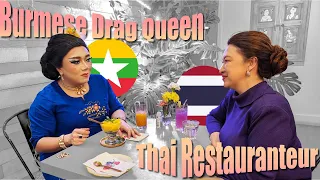 Burmese Drag Queen feasts at local restaurant "THAI FARM KITCHEN" (Brooklyn)