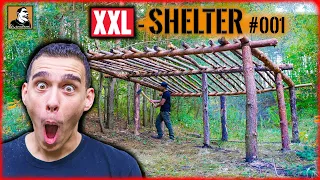 XXL SHELTER bauen | Übernachtung im NEUEN CAMP | FEUERSTELLE | Survival Mattin