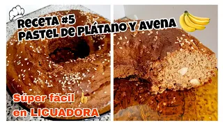 Pastel de plátano🍌y avena + frutos secos 🥜Fácil en LICUADORA| sin azúcar ni harina refinada #pastel