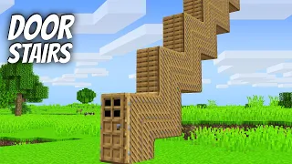 I found a DOOR STAIRS in Minecraft ! What's INSIDE the LONGEST TALLEST DOOR ?