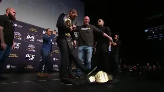 Khabib Nurmagomedov KICKS Tony Ferguson's Belt at the UFC 249 Press Conference