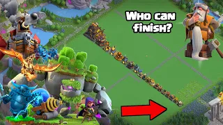 Max Straight Line Defences vs Every Capital Troops- Clash of Clans