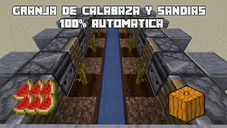 Granja de Calabazas y Sandías 100% Automática - Minecraft