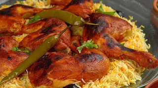 مندي دجاج بدون فرن 🍗 ألذ وأسرع أرز مندي مدخن مع الدقوس