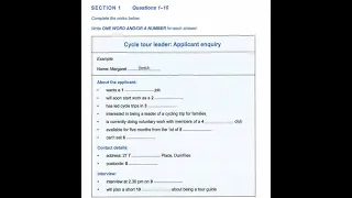IELTS Listening Practice Section-1(Cycle tour leader: Applicant enquiry) with answers