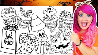 Coloring Halloween Treats Coloring Pages | Candy Corn, Cupcakes, Caramel Apple & Halloween Candy