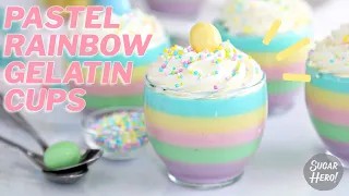 Pastel Rainbow Gelatin Cups - A Gorgeous and Easy Dessert!