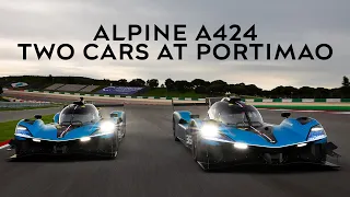 Two Alpine A424 cars at Portimao - final test session of the year