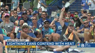 Fans celebrate Lightning win at Amalie Arena