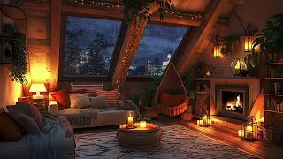 Boost Your Productivity with Rain Sounds - Cozy Attic Setting with Gentle Rain & Crackling Fireplace