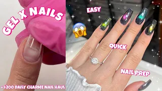 HOW TO DO GEL X NAILS AT HOME | NAIL PREP TO MAKE YOUR NAILS LAST 3+ WEEKS | DAILY CHARME HAUL