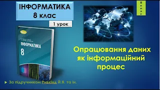 8 клас  Опрацювання даних як інформаційний процес 1 урок