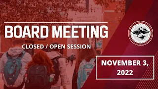 FCUSD Board Meeting 11/3/2022 - Closed/Open Session