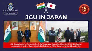 Prof. C. Raj Kumar in conversation with the JGU delegation during their Japan visit