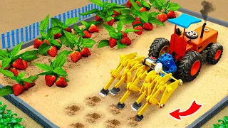 Diy tractor making mini Automatic Plowing Machine | diy Planting mini Strawberry Farm | HP Mini