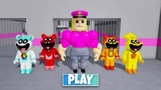 MUSCLE POLICE GIRL PRISON RUN VS SMILLING CRITTERS - Walkthrough Full Gameplay #obby #roblox