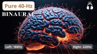 Pure 40Hz Gamma wave - Binaural Sound - Focus, memory and concentration [Left 180, Right 220]