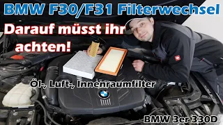 BMW 3er F30 F31 Filterwechsel BMW 330d - 258 PS + Ölwechsel (N57 - N47)