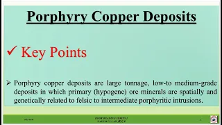Porphyry Copper Deposits/ Lecture # 06 Economic Geology