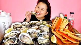 GIANT RAW OYSTERS + SNOW CRAB LEGS SEAFOOD MUKBANG 먹방 EATING SHOW!
