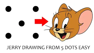 How to draw Jerry face drawing from 5 dots easy - Jerry face drawing easy for kids - @shapetoonart