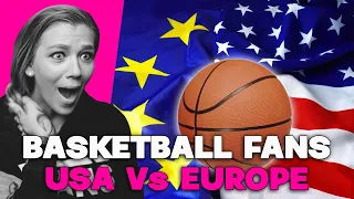 EUROPEAN VS USA BASKETBALL | AMERICAN REACTS | AMANDA RAE