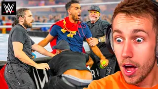 Miniminter Reacts To SNEAKING Into WWE Match (In the ring)