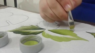 Como pintar folhas/Curso de Pintura em Tecidos Iniciantes - Aula 3