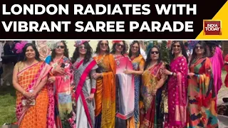 Watch: 750 British Women Of Indian Origin Walk In Sarees To Parliament Square