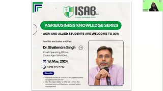Agribusiness Knowledge Series 2024 Session 5  by Dr. Shailendra Singh | COO Zydex Agro Solutions